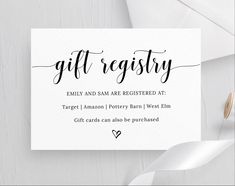 Gift Registry Card Template - Digital Doc Inc Wedding Registry Card, Registry Cards For Invitations, Gift Registry Wording, Wedding Registry Cards, Baby Dedication Certificate, Gold Wedding Stationery, Graduation Party Invitations Templates, Baby Gift Registry, Baby Shower Registry