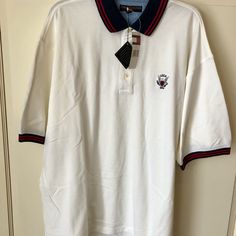 Nwt! Usga Golf Polo By Tommy Hilfiger Golf - Xl Brand New! Tommy Hilfiger Casual Sports Tops, Casual White Golf Tops, White Polo Collar Golf Top, White Polo Collar Top For Golf, Classic White Crew Neck Polo Shirt, Classic Crew Neck Golf Top, Classic Crew Neck Top For Golf, White Crew Neck Golf Top, Tommy Hilfiger White Collared Top