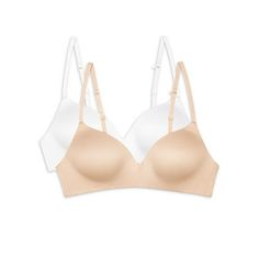 An everyday reliable basic youve been searching for, the Girls Wirefree T-Shirt Bra 2 Pack are made with her comfort and support in mind. The t-shirt tween bras are designed with microfiber fabric with lightly lined molded cups to give her the support, modesty, and comfort she needs throughout the day. These tween wireless bras have a bonded bottom band to keep her in place no matter what the day brings. Girls wirefree bras feature bonded wings for no show under clothing. A great training bra to layer underneath clothing and change in and out of when shes on the go. Size: 30A.  Color: Multicolor.  Gender: female.  Age Group: kids. Wirefree Bras, Wireless Bras, Wireless Bra, Womens Bras, Kids Outfits Girls, T Shirt Bra, Gender Female, 2 Pack, Bralette