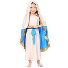 Girls Shepherd Costume for Kids, Sleeveless Robe Shawl Costume includes: Headband+Dress+shawl+belt Virgin Mary Costume, Shepherd Costume, Mary Costume, Easter Carnival, Dress Types, Nun Costume, Mary Dress, Kids Costumes Girls, Costumes Kids