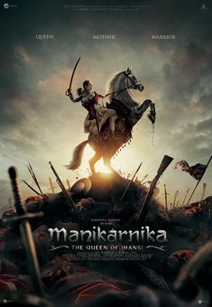 mankira the queen of hainsi poster with an image of a knight on horseback