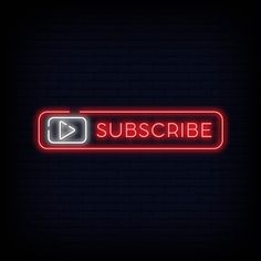 a neon sign that says subscibe in red on a dark background with the word subscibe below it