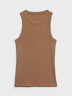 Fitted Ribbed Tank | Banana Republic Basic Solid Color Muscle Tank Tee, Fitted Basic Tank Muscle Tee, Fitted Basic Muscle Tank Tee, Basic Fitted Muscle Tank Tee, Fitted Basic Muscle Tee, Brown Ribbed Sleeveless Tank Top, Basic Tank Vest, Basic Solid Color Tank Vest, Basic Seamless Crew Neck Tank Top