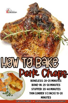 an advertisement for how to bake pork chops