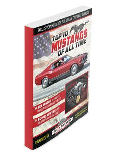 a red book with an image of a mustang on the cover and text that reads top 10 mustangs of all time