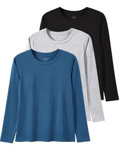 PRICES MAY VARY. 【MATERIAL】Cosy Pyro cotton t-shirts for women long sleeve are made of 95% cotton and 5% spandex,classic-fit style which keeps you freely and comfortable while you daily wear or workout.women crew neck cotton shirts long sleeve with breathable fabric is soft to touch,lightweight and skin-friendly creates a breezy feel 【FEATURES】The women's long sleeve cotton t-shirts designed with a classic crew neck style is simpler and fashionable to wear. Soft fabric with tag-free and fitted d Basic Long Sleeve Shirt, T Shirt Plain, Workout Women, Yoga Exercise, Cotton Long Sleeve Shirt, Basic Long Sleeve, Cotton Shirts, Simple Shirts, T Shirt For Women