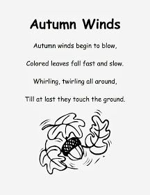 an autumn poem written in black and white with the caption autumn winds, colored leaves fall fast and slow