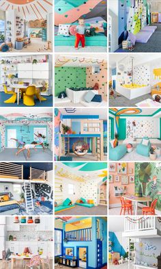 many different pictures of children's rooms and furniture