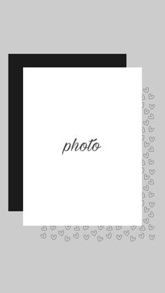 the word photo is written in black and white on a gray background with hearts around it