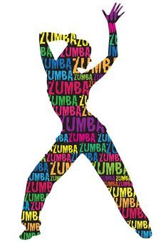 the silhouette of a person is made up of words that spell out zumba in different languages