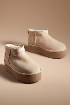 UGG® Classic Ultra Mini Platform Boots | Anthropologie Trendy Winter Boots, Ultra Mini Ugg, Brown Platform Boots, Platform Uggs, Uggs Boots, Winter Boots Outfits, Ugg Classic Ultra Mini, Yellow Boots, Cozy Boots