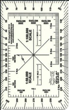 a square ruler with lines and numbers on it's sides, indicating the height