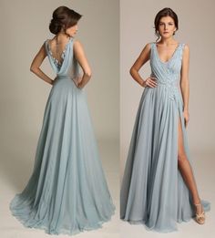 Beautiful Formal Dresses, Sukienki Maksi, Dusty Blue Bridesmaid, Dusty Blue Bridesmaid Dresses, Blue Bridesmaid Dresses, Blue V, Stretch Satin, Dress Evening