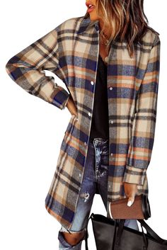 PRICES MAY VARY. Material:EVALESS color block plaid shacket jacket women made of high quality material,long sleeve flannel shirts jackets is suitable for all seasons wear. Feature:Color block plaid fashion shacket jacket for women, fall clothes for women 2023, v neck jackets,boyfriend style flannel shirts, loose fit jackets coats tops,turn-down collar,long sleeve with button cuffs fall outfits. it can be tied at the waist or wrapped around waist, wear as 3/4 sleeves or full sleeve. Match:womens Clothes Fashion Outfits, Fall Clothes For Women, Style Flannel, Plaid Shacket, Flannel Shirts, Fall Clothes, Long Sleeve Flannel, Plaid Fashion, Autumn Fashion Women