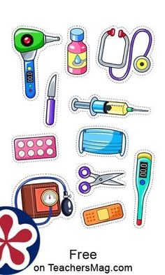 an assortment of medical items cut out on a white background