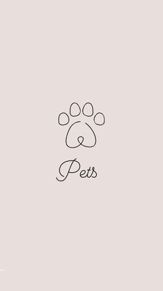 a black and white drawing of a dog's paw with the word pets on it