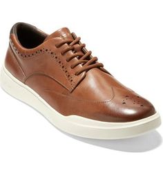 Cole Haan Grand Crosscourt Wingtip Sneaker | Nordstromrack Elegant Lace-up Sneakers With White Sole, Brown Low-top Lace-up Shoes For Business Casual, Elegant Low-top Lace-up Shoes With Brogue Detailing, Brown Low-top Oxfords With Laces, Casual Wingtip Lace-up Business Shoes, Formal Low-top Oxfords With Laces, Brown Wingtip Sneakers For Business, Brown Rubber Sole Sneakers For Business Casual, Brown Leather Lace-up Shoes With Perforations