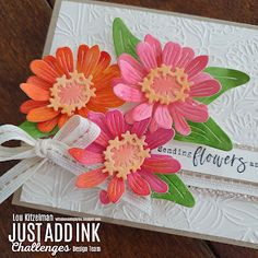 a close up of a card with flowers on it