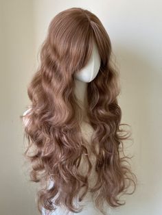 brown lace wig #wigstyling #wigsale #wigshop #wiglovers #wigmurah #wiggle #wigcosplay #wiginstallation #wigunits #wigforsale #wigstore Fairy Wigs Hair, Pink Wig Aesthetic, Brown Wig Aesthetic, Korean Wig Long Hair, Harajuku Wigs, Cinnamon Hair, Platinum Blonde Highlights, Beautiful Hairstyle, Green Wig