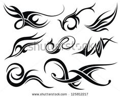 an abstract set of black and white tattoo designs