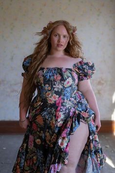 Plus Size Eclectic Fashion, Dress For Big Busted Women, Cottagecore Dress Plus Size, Plus Size Fairycore, Plus Size Cottagecore, Plus Size Babydoll, Corset Lacing, Orange Blossom Honey, Quilt Dress