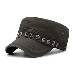 Gender:Unisex; Types:Hat; Style:Steampunk,Punk  Gothic; Material:Polyester,Alloy; Age Group:Adults',Teen; Listing Date:10/31/2023 Nautical Wardrobe, Riveted Ring, Crab Earrings, Army Hat, Steampunk Hat, Mode Hippie, Fitted Baseball Caps, Army Cap, Skull Hat