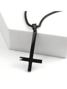 Stainless Steel Upside Down Cross Witchcraft Pagan Necklace Inverted Cross Black Chain Necklace Black,Gold,Silver,Black B Punk,Vintage   Stainless Steel     Men Fashion Jewelry, size features are:Bust: ,Length: ,Sleeve Length: Alternative Style Black Metal Jewelry, Alternative Black Chain Jewelry, Black Alternative Style Jewelry With Chain, Black Alternative Style Chain Jewelry, Alternative Style Black Chain Jewelry, Edgy Metal Cross Necklace, Black Alternative Necklace For Concert, Black Alternative Style Necklace For Concerts, Alternative Style Black Necklace For Concerts