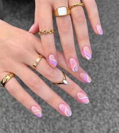 Pink Brunette, Sheer Nails, Cute Summer Nail Designs, Summery Nails, Vibrant Nails, Cute Summer Nails, Round Nails, Rainbow Nails, Short Nail Designs