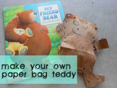 there is a paper bag that has been made to look like a bear and teddy bear