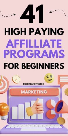 a laptop with the text 4 high paying affiliate programs for beginners