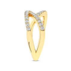 Featuring a mesmerizing crossover pattern adorned with a row of scintillating diamonds, this Statement Exquisite Band is a work of art. Its bold presence on your finger exudes confidence and individuality. Crafted with love, this diamond stacking ring redefines your style statement. Evening Brilliant Cut Diamond Ring In Gold, Yellow Gold Brilliant Cut Diamond Ring For Evening, Evening Diamond Ring With Pave Setting, Evening Diamond Ring With Diamond Accents, Evening Diamond Ring With Single Cut Diamonds, Brilliant Cut Round Diamond Ring For Evening, Evening Yellow Gold Diamond Ring With Accents, Dazzling Brilliant Cut Diamond Ring For Evening, Evening Yellow Gold Diamond Ring With Pave Setting