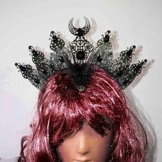 Gothic Headpiece Metal Crown Hallo Goddes Headpiece Birthday Headdress Luna Festival Crown Wiccan Headdress Tall Crown For Halloween Costume Party, Gothic High Crown Costume Hat For Cosplay, Fantasy Crown For Costume Party, Fantasy Crown Costume Accessories For Costume Party, Gothic Crown Costume Accessories For Cosplay, Silver Costume Accessories For Halloween Fantasy Events, Fantasy Crown Costume Accessory, Gothic High Crown Costume Accessories For Costume Party, Silver Costume Accessories For Halloween