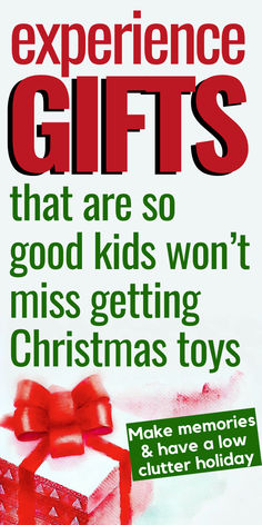 an advertisement for christmas toys with the words experience gifts that are so good kids won't miss getting christmas toys