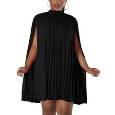 Women’s Casual Cape Sleeve Pleated Split Short Dress Loose Fit Cocktail Party Flowy Dress Product Details Size: Xx-Large Color: 23black Brand: No Brand Mpn: Does Not Apply Upc: Does Not Apply Ean: Does Not Apply * Department : Womens * Date First Available : December 17, 2022 Black Pleated Mini Dress For Party, Black Stretch Pleated Mini Dress, Stretch Pleated Mini Dress For Night Out, Casual Cape, Casual Chiffon Dress, Line Dresses, Chiffon Fashion, Clubwear Dresses, A Line Dresses