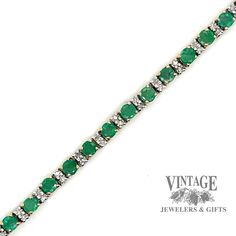 Natural emerald and diamond 14k gold 7” line bracelet Emerald-cut Green Tennis Bracelet For Formal Occasions, Emerald Cut Green Tennis Bracelet For Formal Events, Formal Green Emerald Cut Tennis Bracelet, Formal Green Emerald-cut Tennis Bracelet, Classic Emerald Tennis Bracelet In Yellow Gold, Classic Yellow Gold Emerald Tennis Bracelet, Green Tennis Bracelet With Prong Setting For Anniversary, Classic Green Tennis Bracelet For Anniversary, Green Diamond Tennis Bracelet With Prong Setting