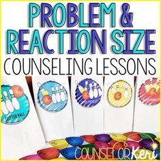 Problem and Reaction Size Lessons: This 2-lesson set includes classroom guidance lessons on understanding the size of a problem and how a reaction can correspond to that. Through hands-on, movement-based activities, students learn about the size of problems using a bowling analogy. Then, they will practice identifying too small, too big, and just right reactions. After participating in these lessons, students will be able to label the size of a problem and be aware of appropriate responses to th Social Work Activities, Size Of The Problem, Social Emotional Activities, Worker Bee, Social Skills Groups, Counseling Lessons, Guidance Lessons, Elementary Counseling, Super Hero Theme