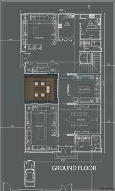 the ground plan for an apartment building, with two floors and three car parking spaces