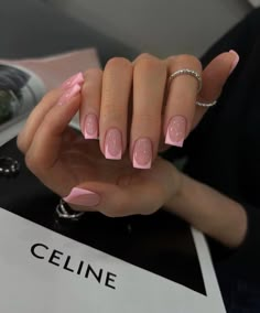 Pink French Tip Nails, Pink French Nails, Pink French Tip, French Tip Acrylic Nails, Her Nails, Pink Acrylic Nails, Short Acrylic, Tip Nails, Fire Nails