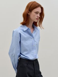 Composition : COTTON 100%Color : SKY BLUECountry of Origin : KOREA Blue Relaxed Fit Shirt For Work, Light Blue Relaxed Fit Shirt For Work, Light Blue Relaxed Fit Shirt For Workwear, Blue Relaxed Fit Shirt, Blue Spring Shirt For Everyday, Cotton Shirt, Blue Sky, Top Shirt, Composition