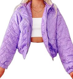 Puffin Pink Jacket | sassyshortcake.com | Sassy Shortcake Boutique Trendy Purple Hooded Outerwear, Purple Puffer Jacket For Fall, Quilted Nylon Puffer Jacket For Spring, Spring Quilted Nylon Puffer Jacket, Trendy Purple Outerwear, Purple Hooded Puffer Jacket For Winter, Hooded Purple Puffer Jacket For Winter, Casual Purple Puffer Jacket With Long Sleeves, Casual Purple Puffer Jacket