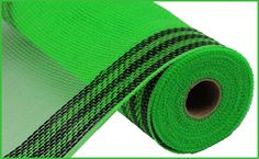 a roll of green mesh fabric with black stripes