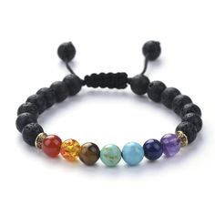 Men's Chakra Bracelet 8mm Beads and Lava Stone Adjustable Casual Rosary Bracelet With 8mm Beads As Gift, Casual Adjustable Rosary Bracelet With 8mm Beads, Casual Bracelets For Meditation With 8mm Beads, Casual Bracelets With 8mm Beads For Meditation, Casual 8mm Beaded Bracelets For Meditation, Casual Lava Stone Beaded Bracelets, Casual Stretch Bracelet With 8mm Lava Stone Beads, Casual Lava Stone Jewelry With 8mm Beads, Healing Lava Stone Beaded Bracelets With Round Beads