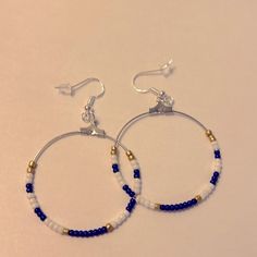 Bead Hoop Earrings-Silver Cute Beaded Earrings, Clay Bead Earrings, Seed Bead Hoop Earrings, Bead Hoop Earrings, Hand Crafted Jewelry, Beaded Hoop Earrings, Beaded Hoops, Crafted Jewelry, Handmade Beads