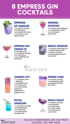 Empress Gin Cocktails Indigo Gin Recipes, Cute Birthday Cocktails, Malfy Gin Cocktails, Indigo Gin Cocktails, Pisces Cocktail, Gin Cocktails Easy, Pea Flower Cocktail, Butterfly Pea Flower Cocktail, Empress Gin Cocktail