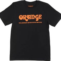 Short-sleeve Crew Neck T-shirt in Black with Classic Orange Logo Design - Size X-Large. Orange Logo Design, Orange Amplifiers, Orange Retro, Orange Amps, Orange Logo, Black Graphic Tees, Orange Shirt, Vintage Orange, Classic Logo