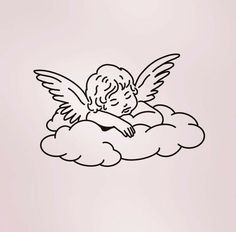 an angel sitting on top of a cloud