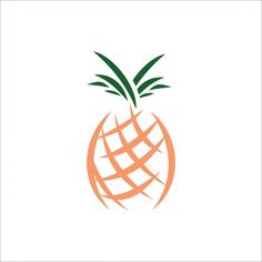 an orange and green pineapple on a white background