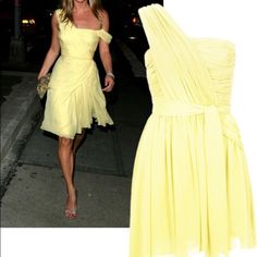 Topshop Kate Moss Yellow Chiffon Tie Waist Dress, Fits Xs-S, Nwt Yellow Chiffon Mini Dress For Parties, Yellow Chiffon Dress For Summer Evening, Chic Chiffon Cocktail Dress For Summer, Yellow Chiffon Evening Dress, Yellow Chiffon Evening Dress For Summer, Elegant Fitted Yellow Chiffon Dress, Spring Chiffon Bridesmaid Mini Dress, Spring Bridesmaid Chiffon Mini Dress, Chic One-shoulder Chiffon Dress