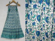 "ITEM DESCRIPTION sea green floral printed cotton bohemian long women maxi dress - sleeve less strap tassel summer maxi dress - picnic wear printed dress Features : sleeve less, Long dress Material : Soft cotton voile fabric  For more sizes & their measurement, please refer our below chart to understand the sizes variations available with us For your size requirement, please mention your size in seller note at the time of buying. SIZE MEASUREMENT BUSTLENGTHSHOULDER XXS34 inch48 inch13.5 inch XS36 inch48 inch14 inch S38 inch48 inch14.5 inch M40 inch48 inch15 inch L42 inch48 inch16 inch XL44 inch48 inch16.5 inch XXL46 inch48 inch17 inch XXXL         48 inch18 inch Bust, dress length, shoulder, sleeve length and bodice length, all can be custom made according to requirement of the buyer. Buye Green Boho Print Maxi Dress For Spring, Hippie Style Summer Maxi Dress For Garden Party, Hippie Maxi Dress With Tassels For Summer, Green Boho Print Summer Dress, Beach Season Cotton Maxi Dress With Floral Print, Summer Cotton Maxi Dress With Tassels, Cotton Floral Print Maxi Dress For Beach Season, Cotton Maxi Dress With Floral Print For Beach Season, Blue Tassel Maxi Dress For Summer