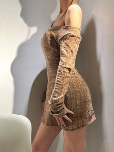 S, Bust: 82cm, Bust relaxed: 92cm, Waist: 64cm, Waist relaxed: 74cm, Sleeve: 63cm, Length: 81cm M, Bust: 86cm, Bust relaxed: 96cm, Waist: 68cm, Waist relaxed: 78cm, Sleeve: 64cm, Length: 82cm L, Bust: 90cm, Bust relaxed: 100cm, Waist: 72cm, Waist relaxed: 82cm, Sleeve: 65cm, Length: 83cm Please strictly follow the size chart to select the size. Do not select directly according to your habits. This clothing size information is just for reference only, and may have 2-3cm differences due to manual Sweater Mini Dress, Street Y2k, Preppy Vintage, Brown Long Sleeve, Bodycon Floral Dress, Dress Stores Online, Mini Robes, Vestidos Vintage, Mini Sweater Dress